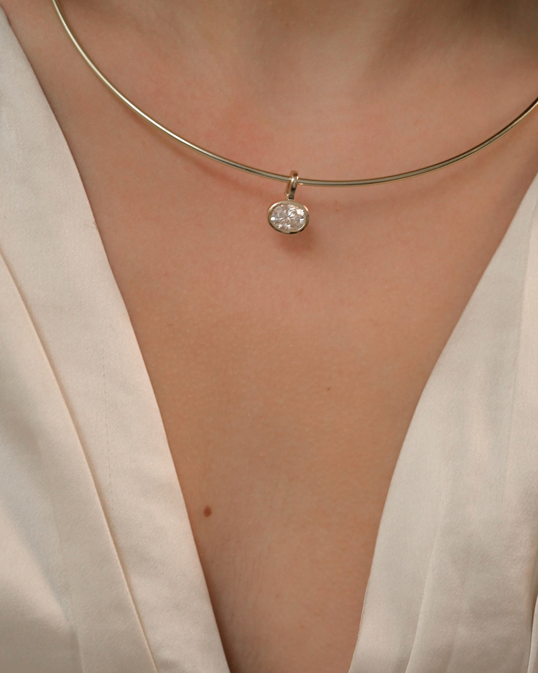 Oval Diamond Bezel Pendant