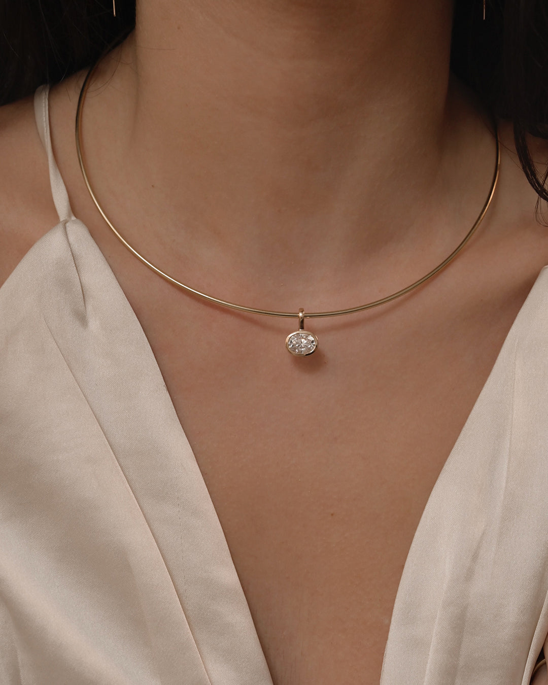 Oval Diamond Bezel Pendant