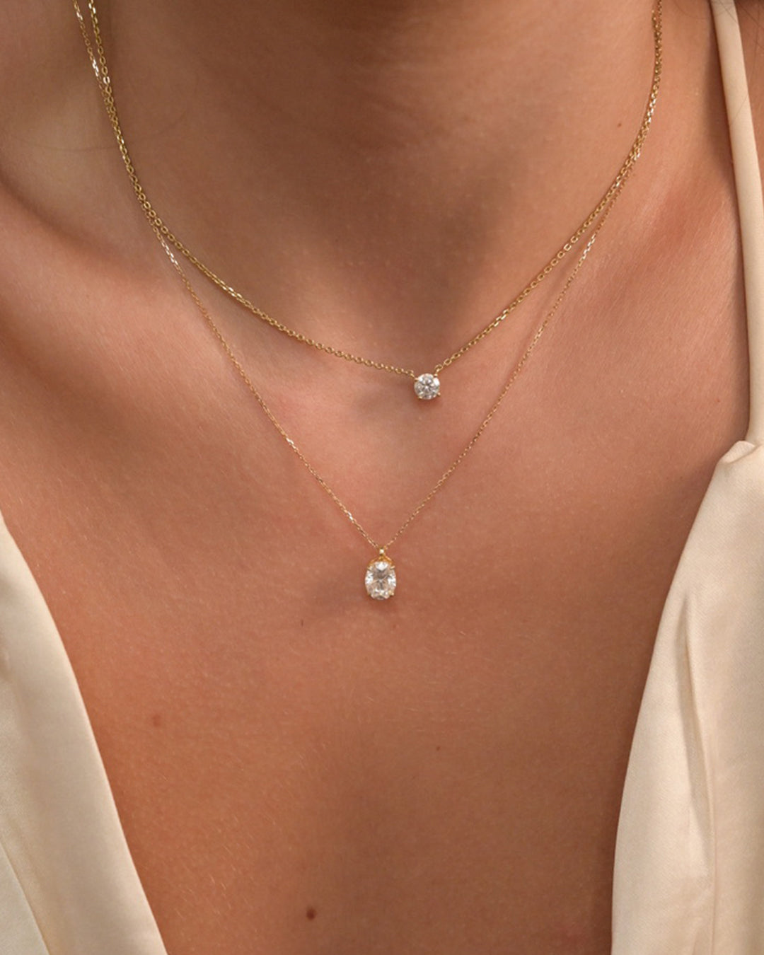 Oval Lab-Grown Diamond Solitaire Pendant Necklace