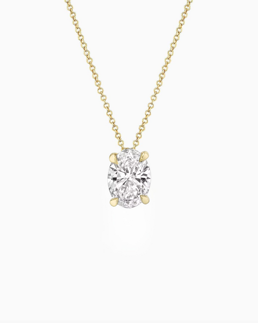 Oval Lab-Grown Diamond Solitaire Pendant Necklace