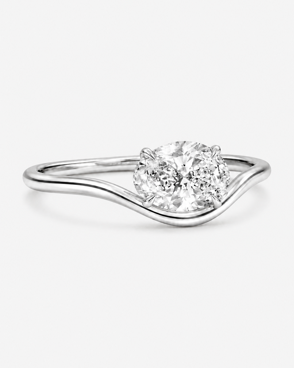 Oval Wave Pinky Diamond Ring - Silkhour