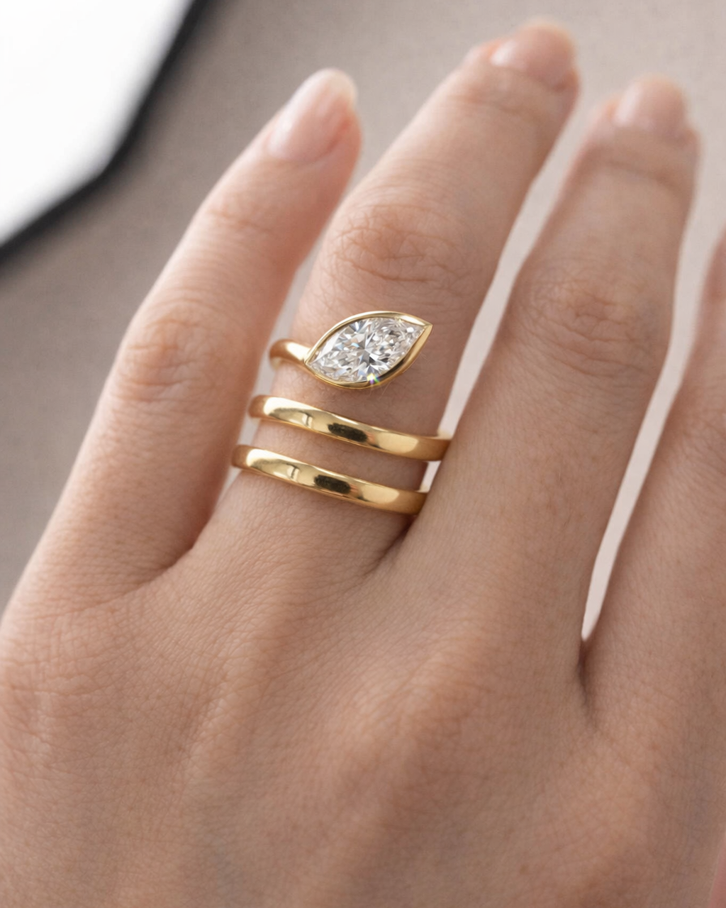 Marquise serpent wrap ring 1.2CT