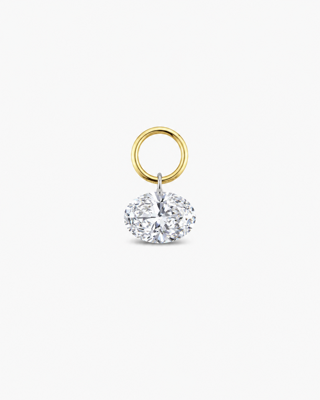 Large Oval Diamond Huggies Charm
