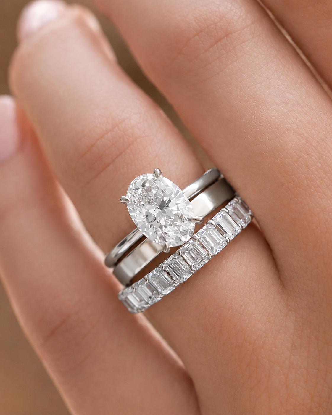 Emerald Diamond Bezel Ring - Platinum