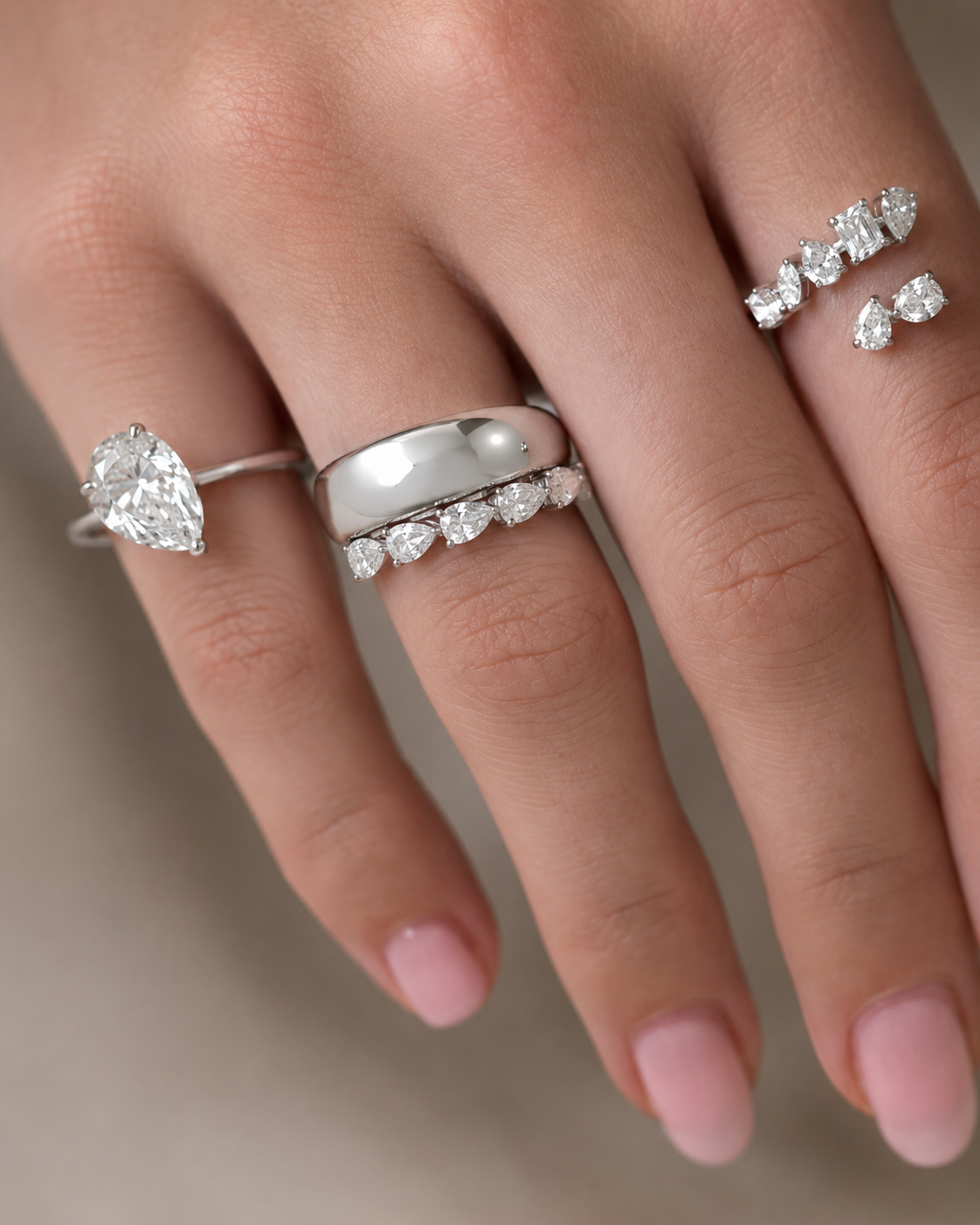 Multi-Shape Diamond Twist Ring - Platinum