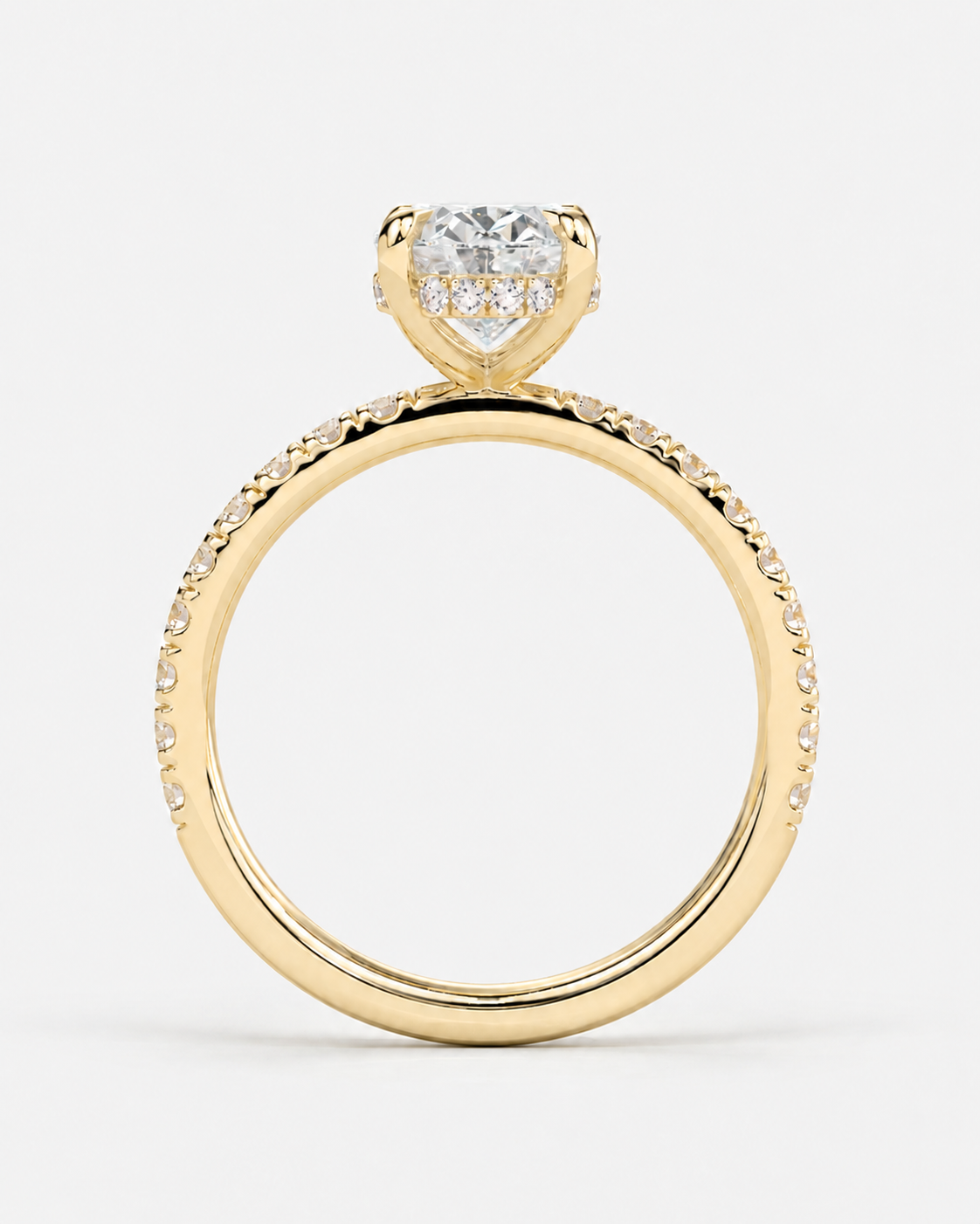 Oval Pave Lab Diamond Engagement Ring