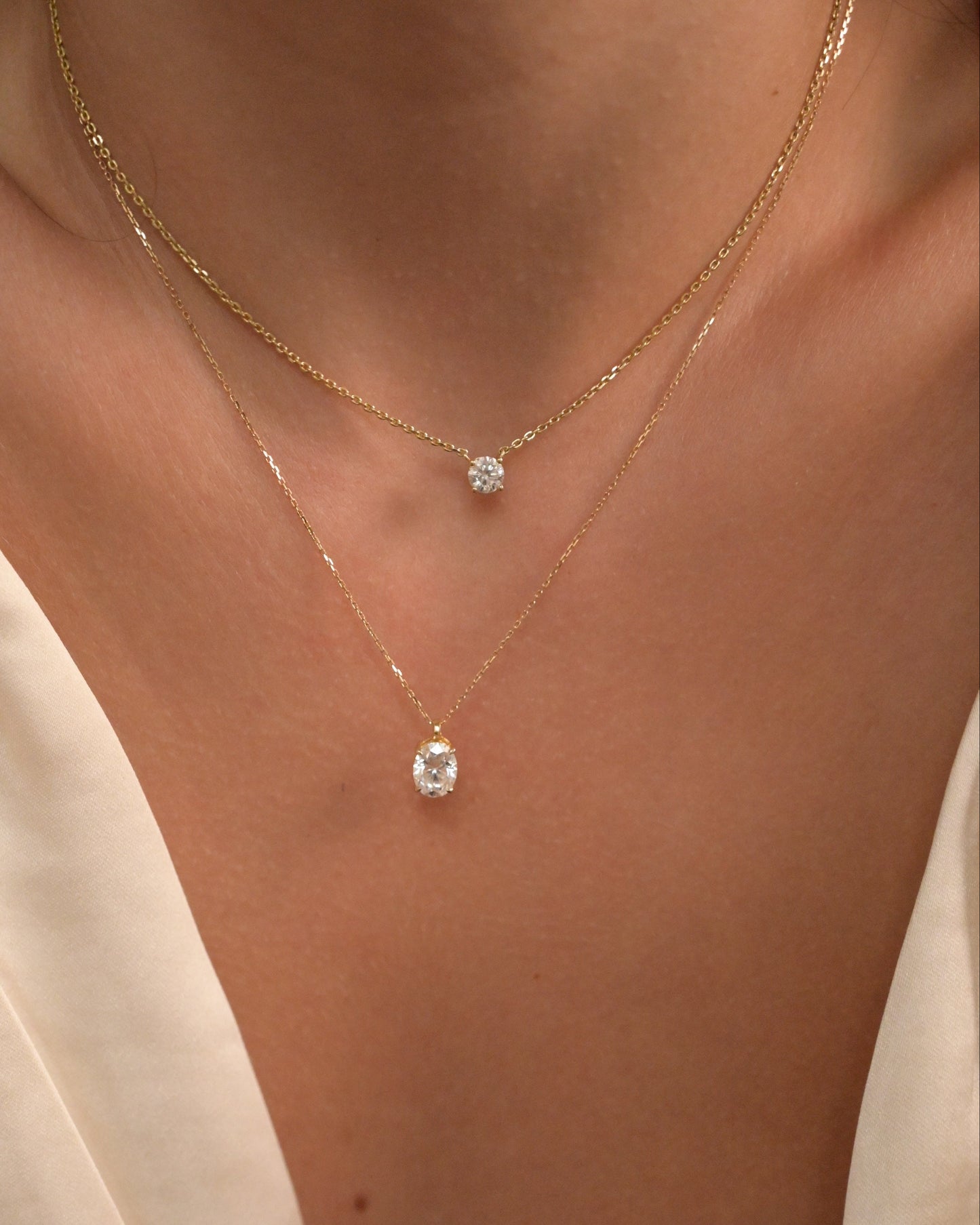 Round Pendant Necklace - Moissanite