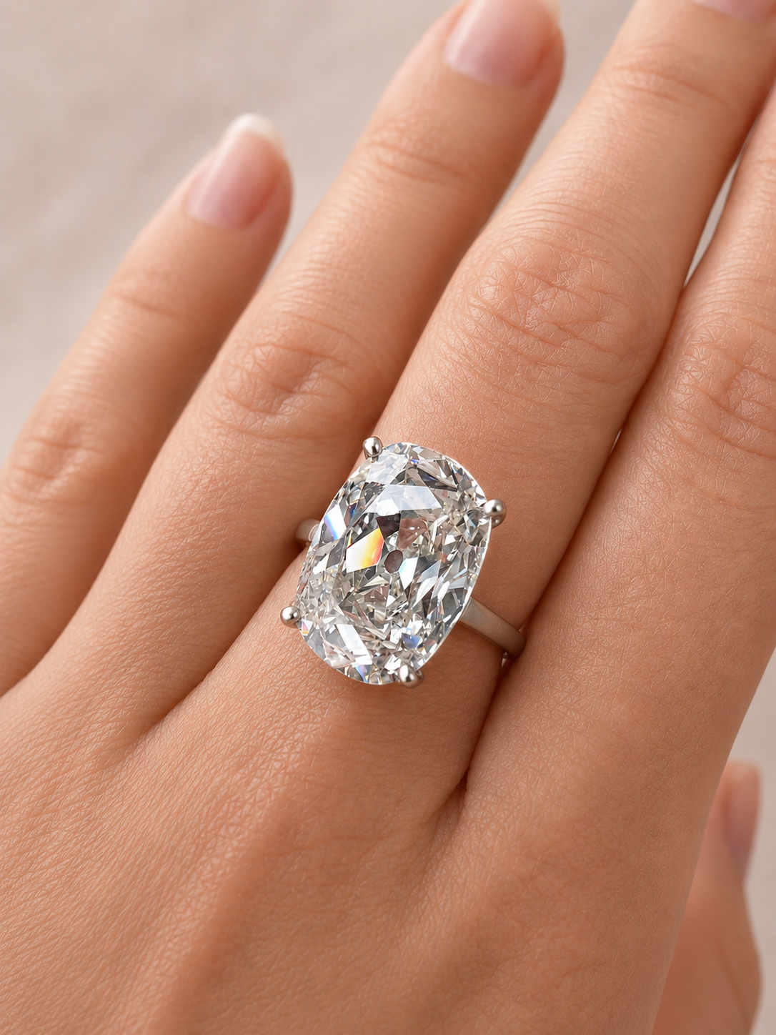 3 Carat Old Mined Cushion Antique Diamond Engagement Ring