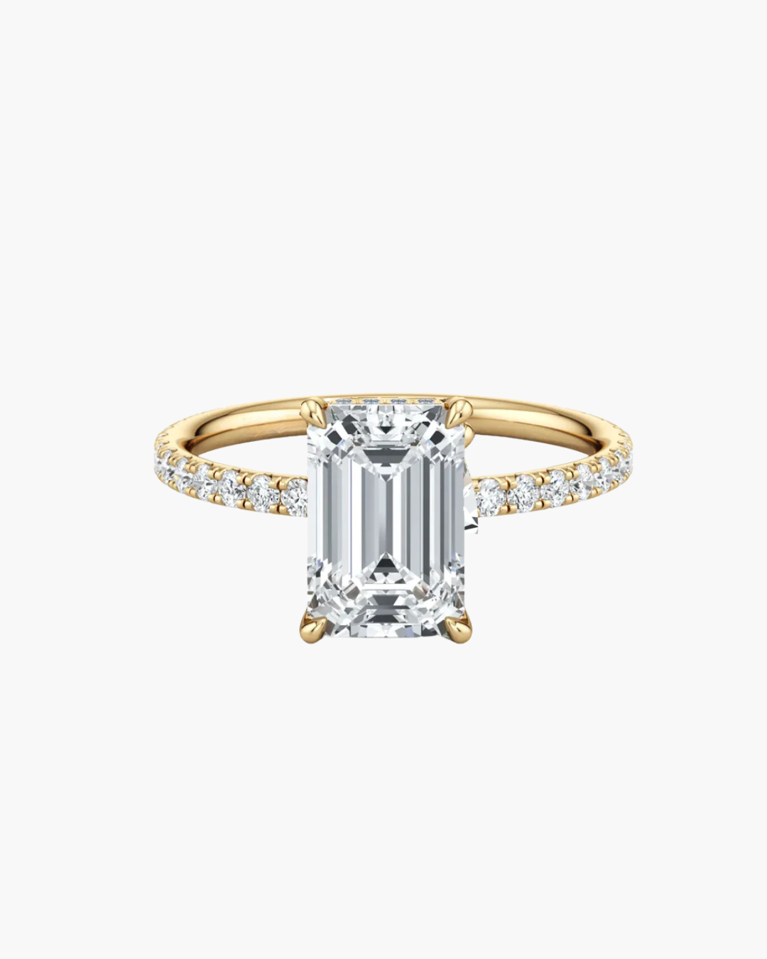 Emerald Pave Lab Diamond Engagement Ring