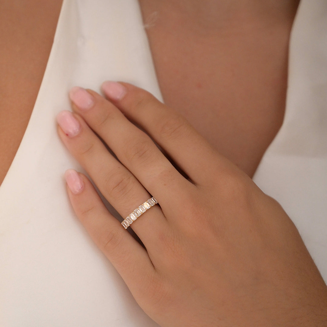 Emerald Lab Diamond Eternity Band