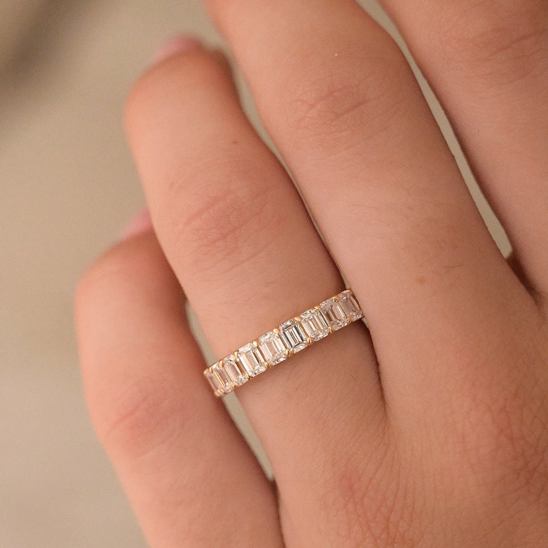 Emerald Lab Diamond Eternity Band