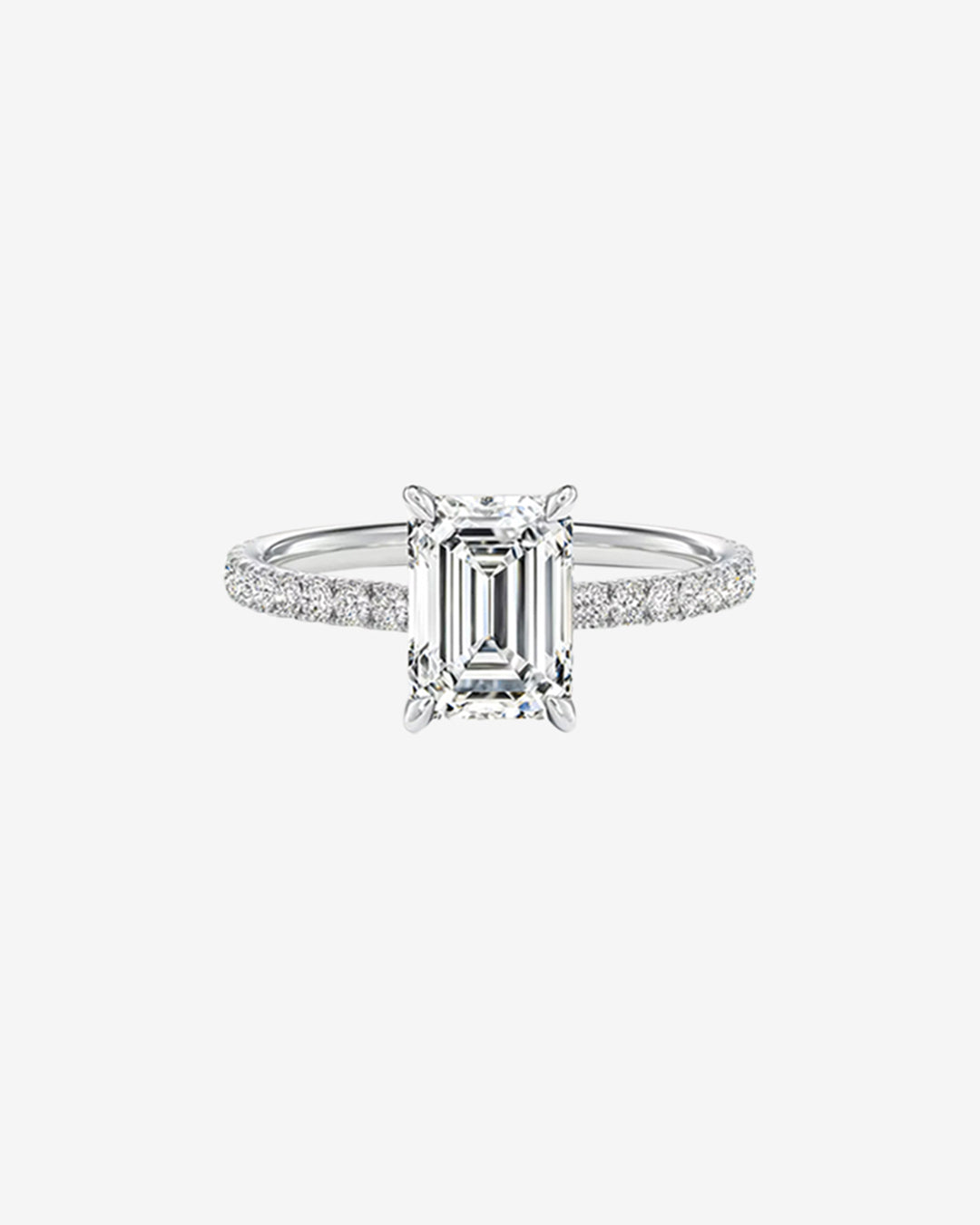 Emerald Pave Lab Diamond Engagement Ring