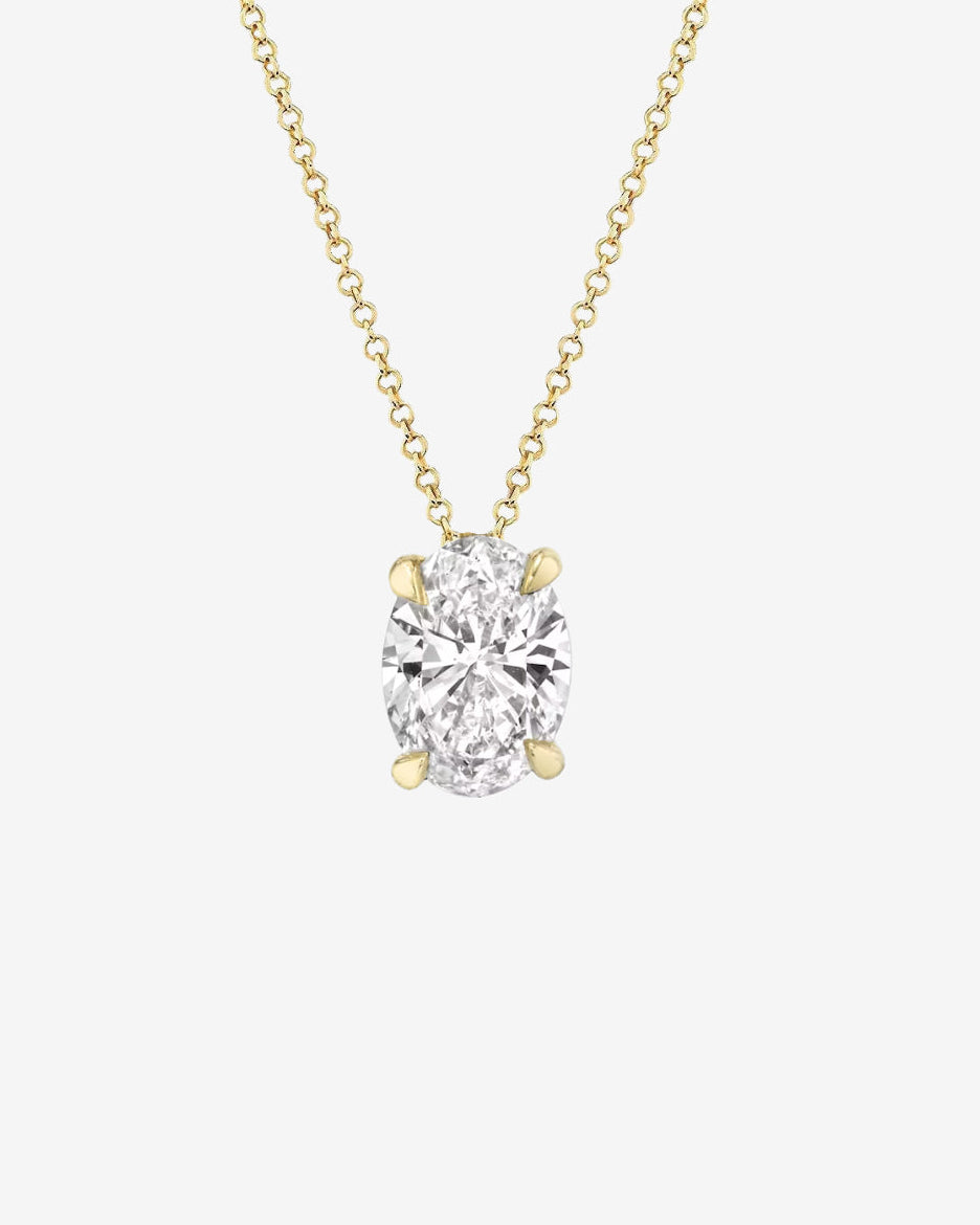 Oval Lab-Grown Diamond Solitaire Pendant Necklace