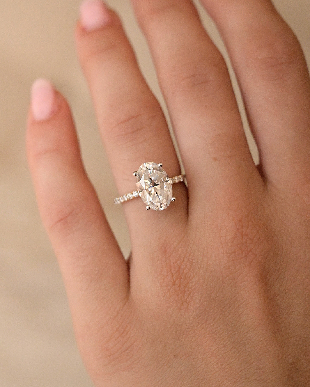Oval Pave Lab Diamond Engagement Ring