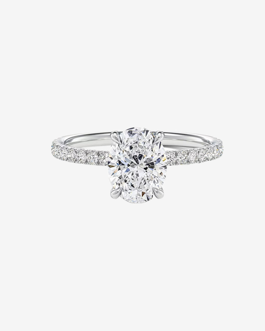 Oval Pave Lab Diamond Engagement Ring