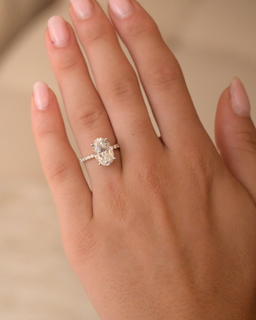 Oval Pave Lab Diamond Engagement Ring