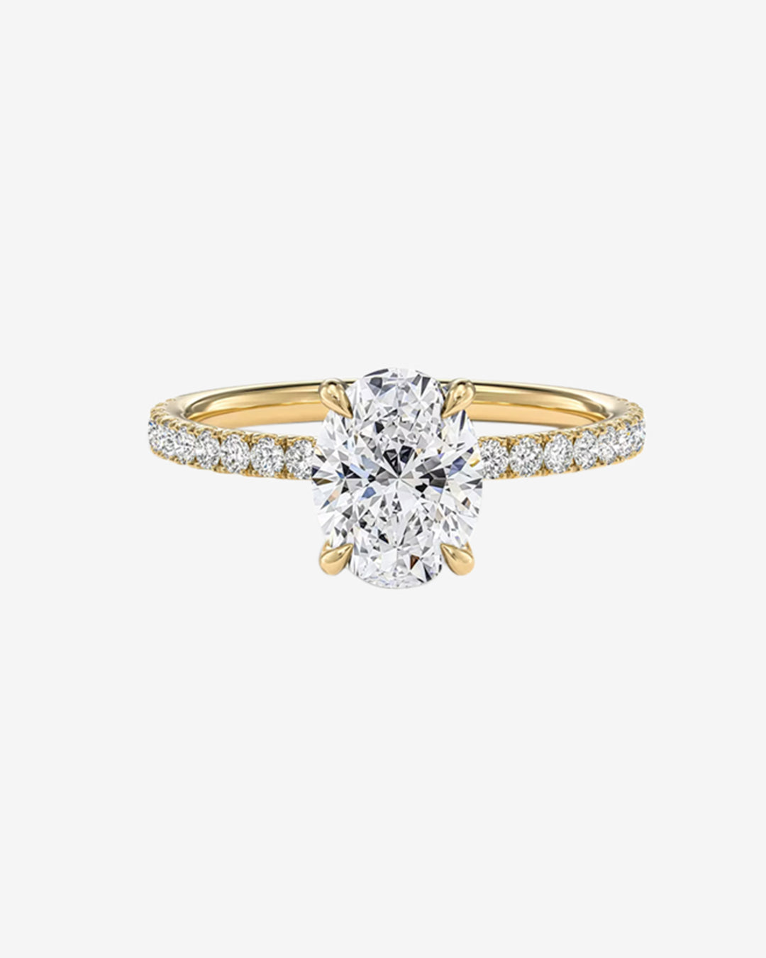 Oval Pave Lab Diamond Engagement Ring