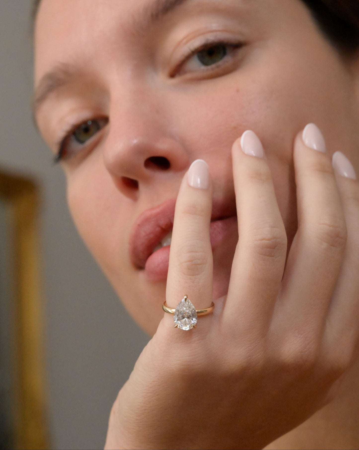 3 Carat Pear Solitaire Diamond Engagement Ring
