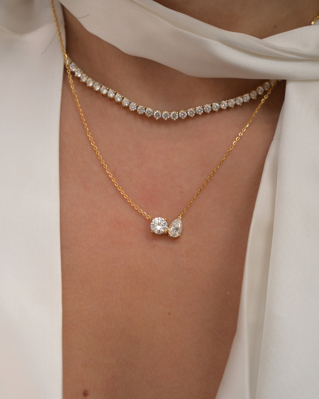 Toi et Moi Diamond Pendant Necklace