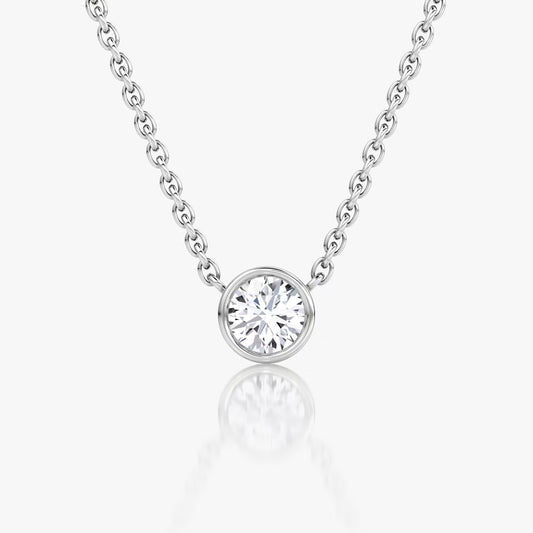 Round Bezel Necklace - Moissanite