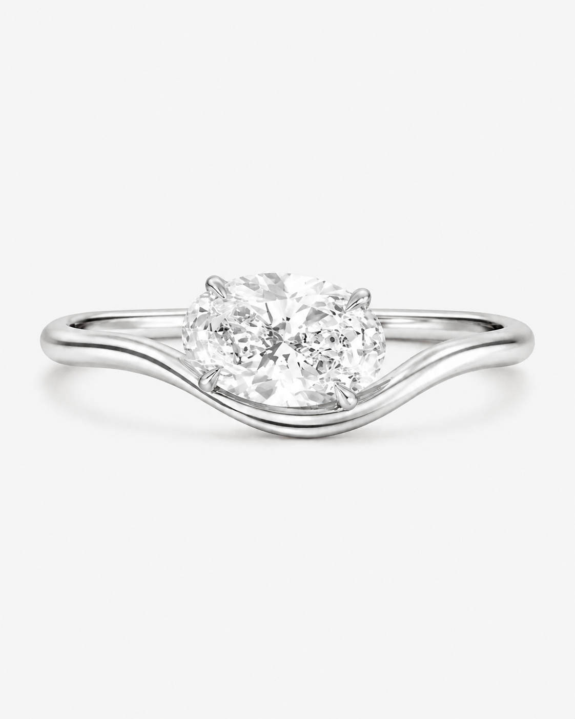 Oval Wave Pinky Diamond Ring - Silkhour