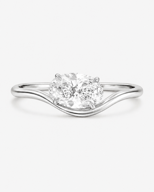 Oval Wave Pinky Diamond Ring - Silkhour