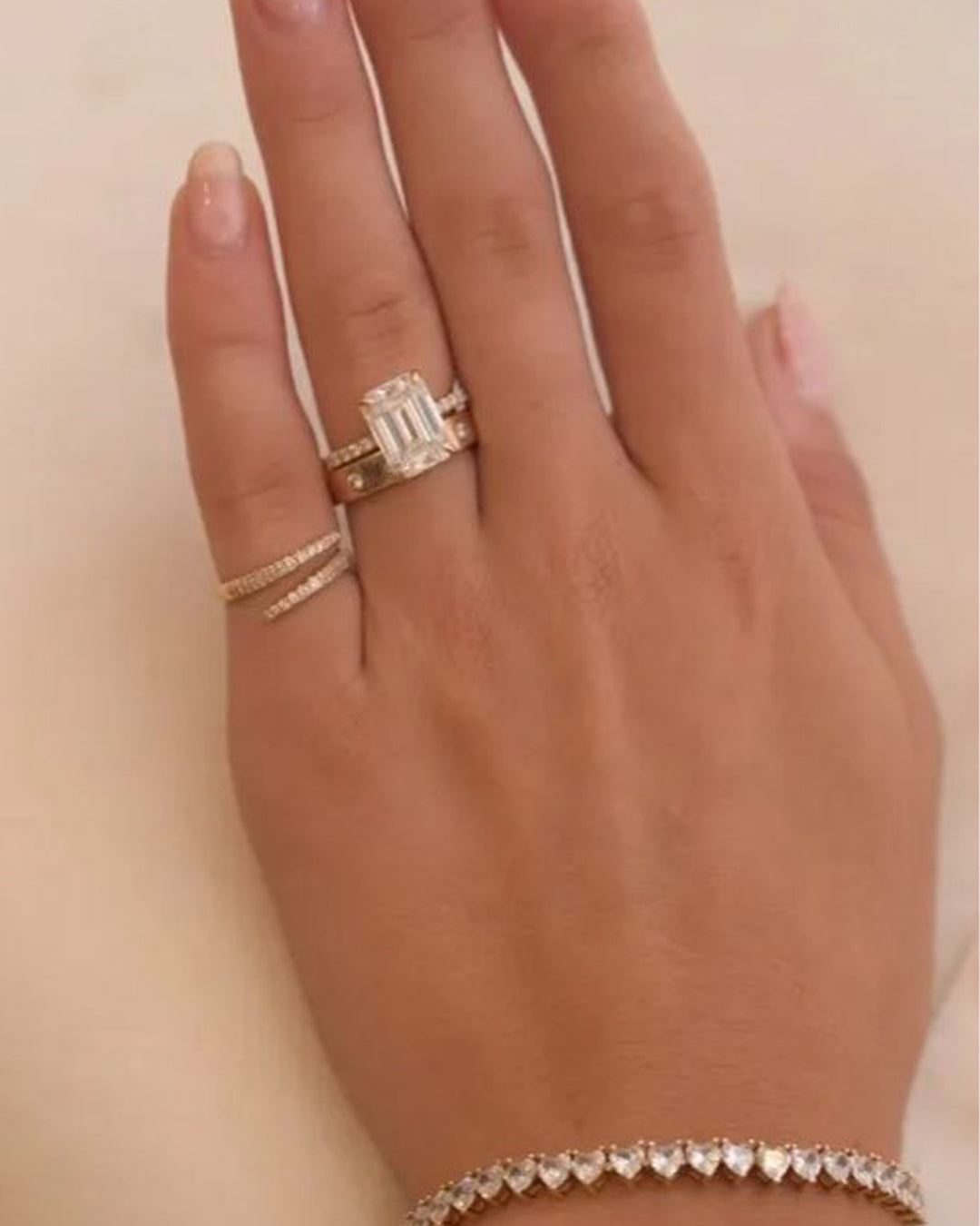 Emerald Pave Lab Diamond Engagement Ring