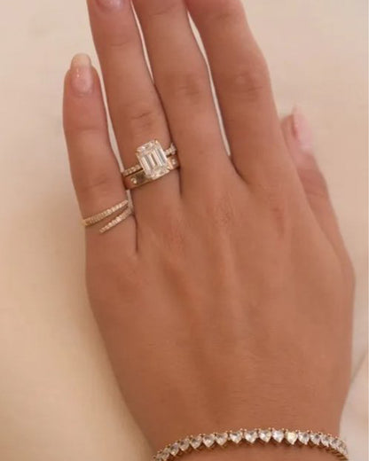 Emerald Pave Lab Diamond Engagement Ring
