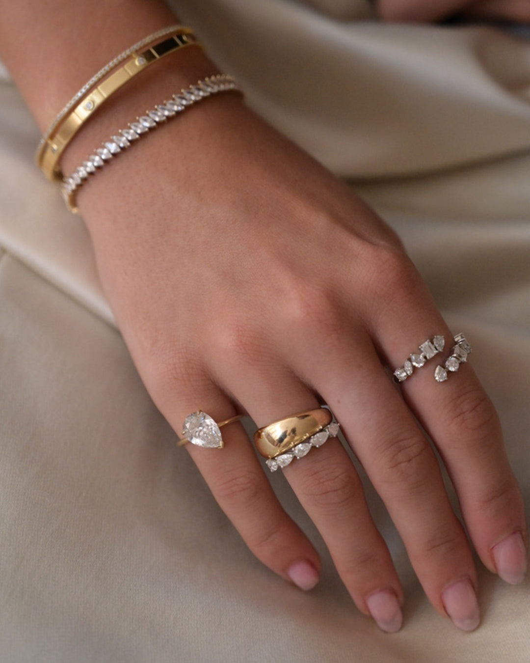 Pear east west eternity ring