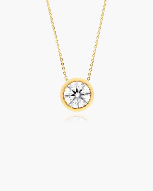 Round Bezel Pendant Necklace - Moissanite