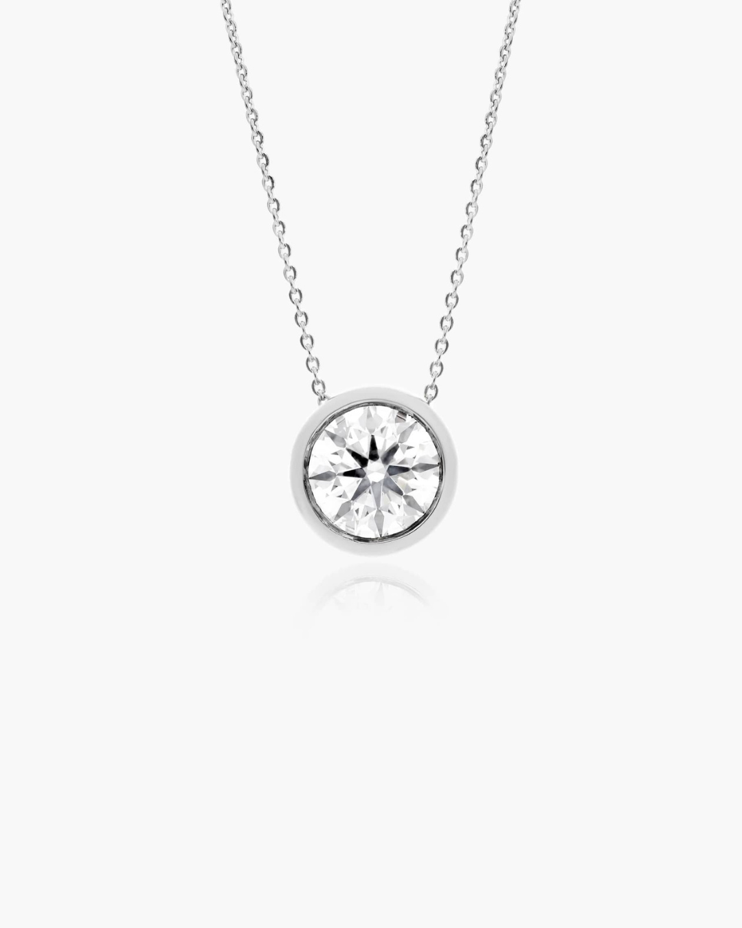 Round Bezel Pendant Necklace - Moissanite
