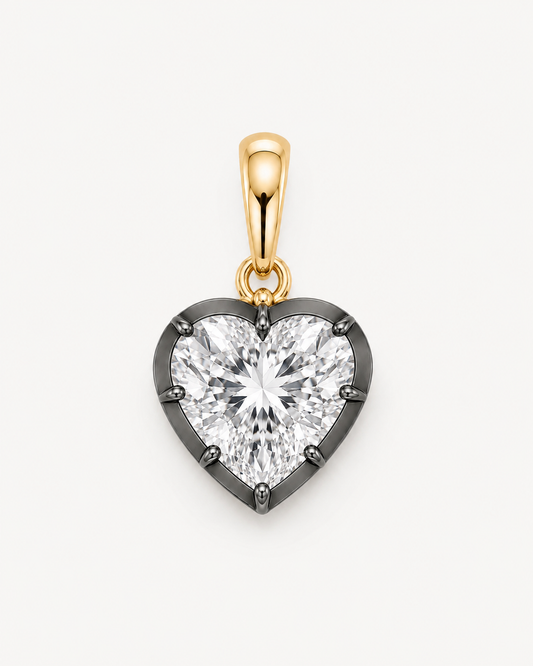 Heart Diamond Pendant Black Rhodium