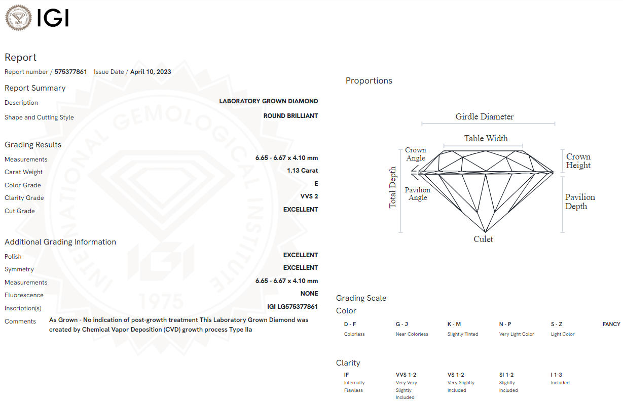 1.13 Carat Round Diamond