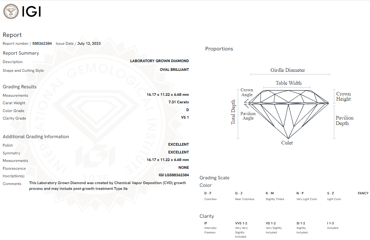 7.31 Carat Oval Diamond