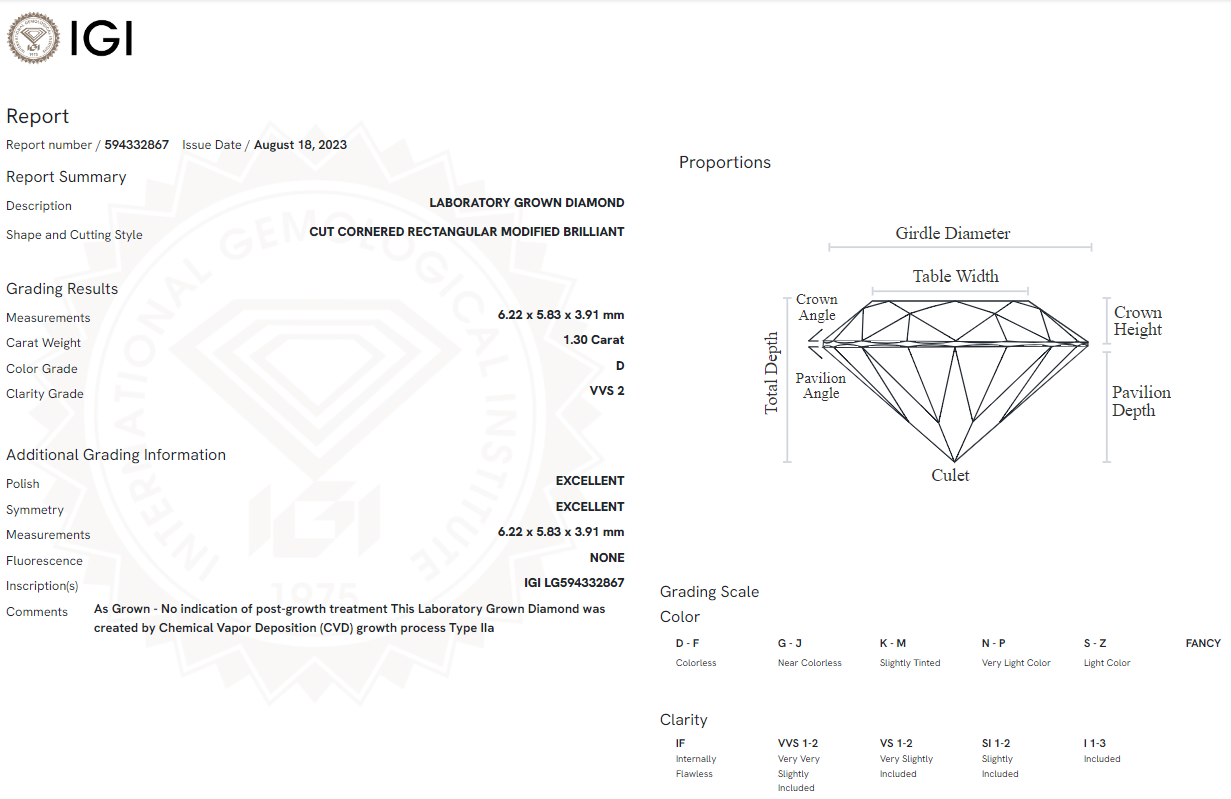 1.3 Carat Radiant Diamond