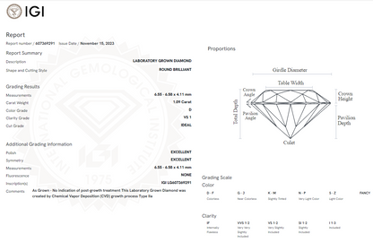 1.09 Carat Round Diamond