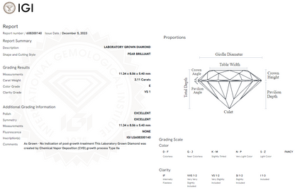 3.11 Carat Pear Diamond