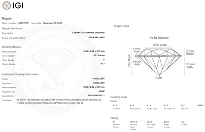 3.21 Carat Pear Diamond