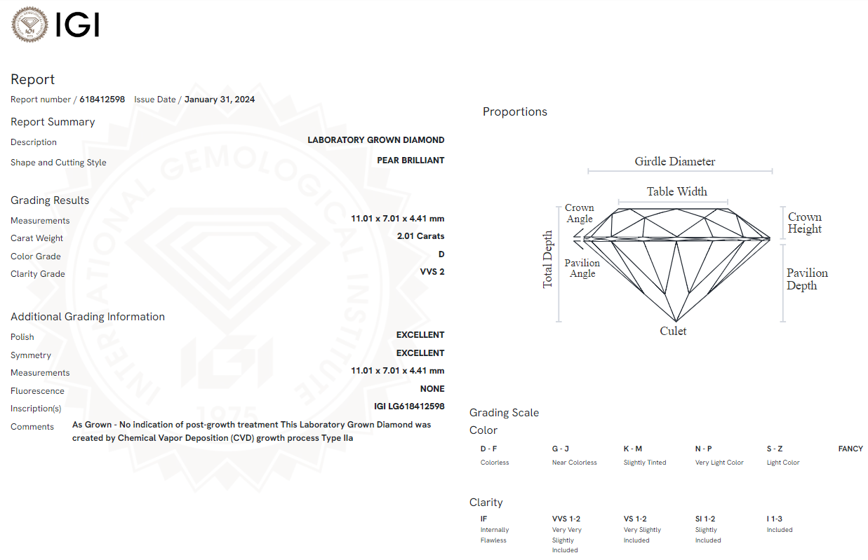 2.01 Carat Pear Diamond