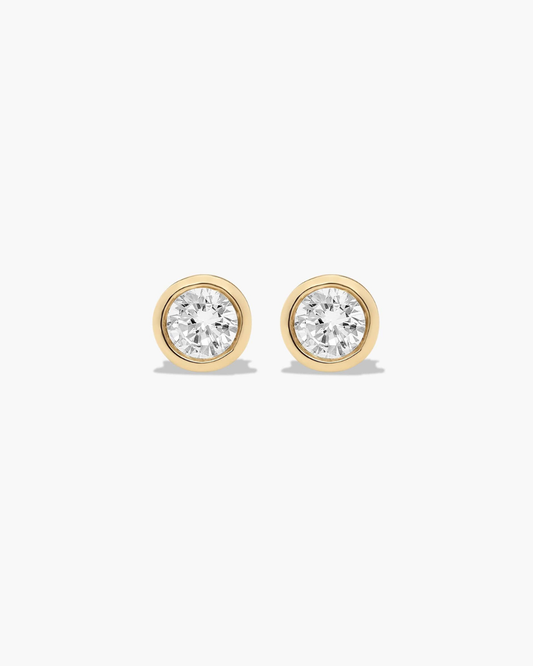 Round Bezel Petite Diamond Studs