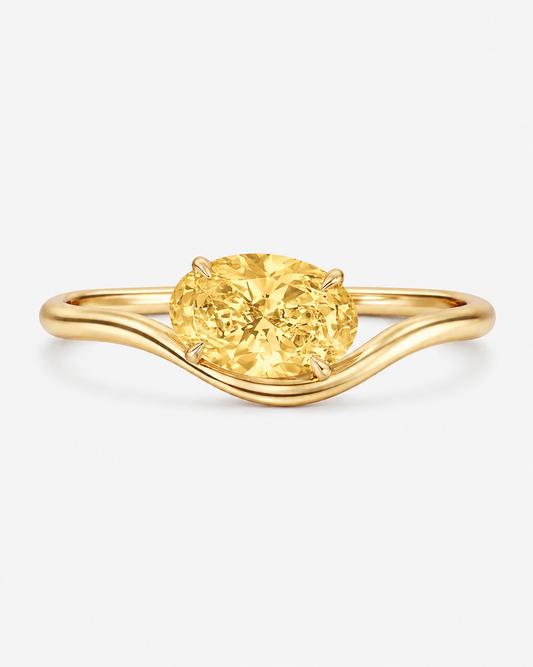 Oval Wave Pinky Yellow Diamond Ring - Silkhour