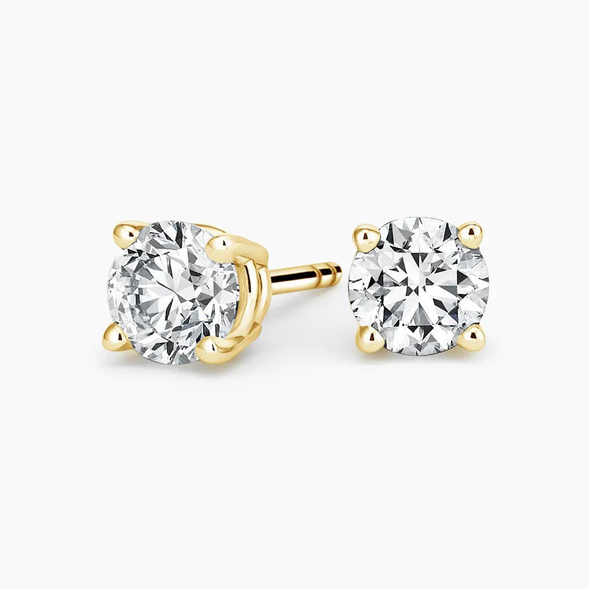 Round Stud Earrings - Moissanite