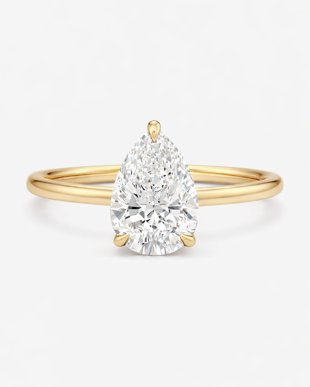 3 Carat Pear Solitaire Diamond Engagement Ring