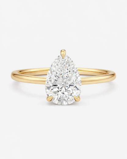 3 Carat Pear Solitaire Diamond Engagement Ring