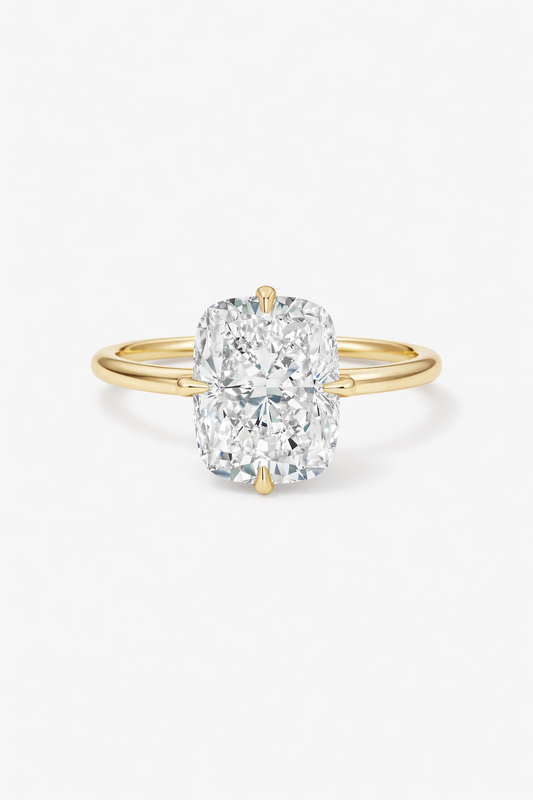 3 Carat Elongated Cushion Solitaire Diamond Engagement Ring