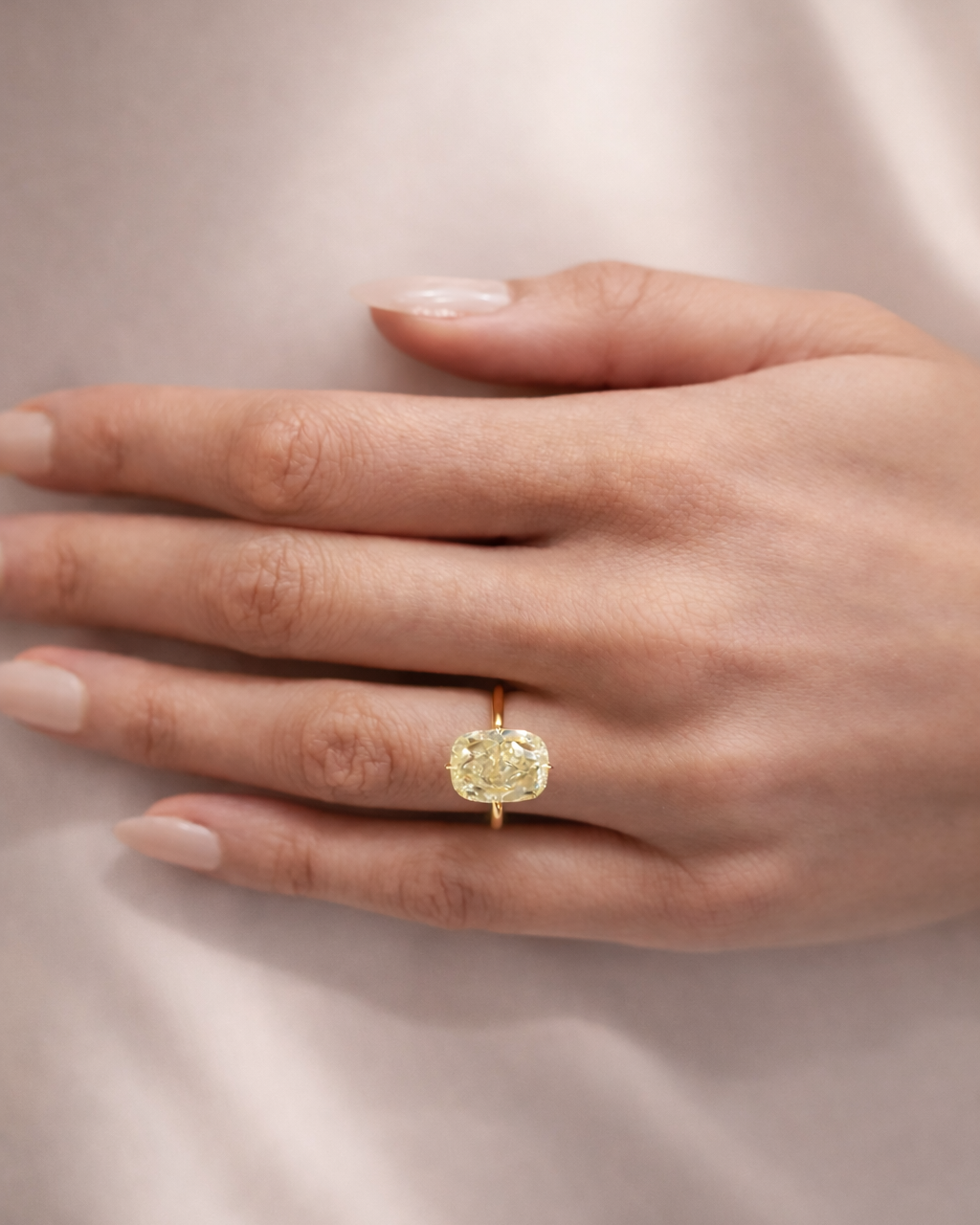 Oval Yellow Lab Diamond Engagement Ring 3 Carat