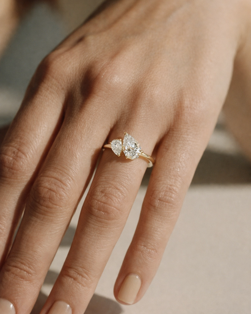 Pear Duet Lab-Grown Diamond Engagement Ring