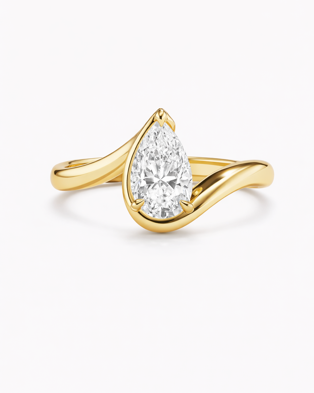 Pear curve diamond pinky ring - 1 ct