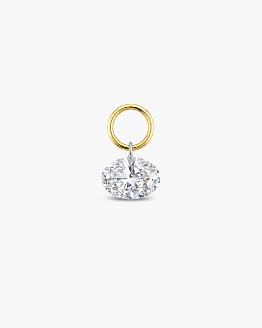 Large Oval Diamond Huggies Charm
