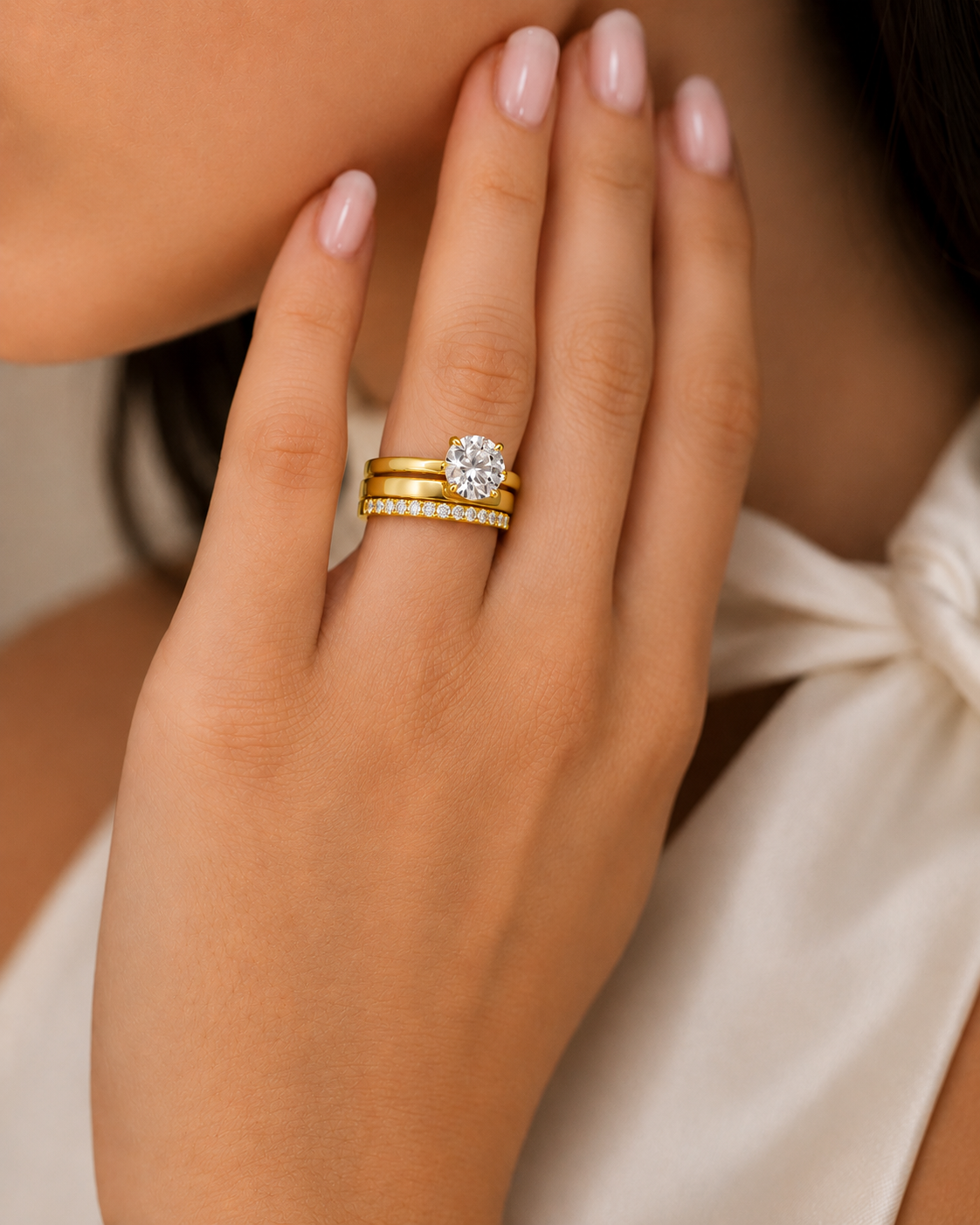 Half Pavé Eternity Diamond Ring